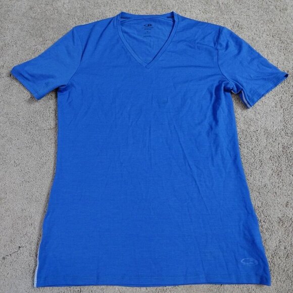 Icebreaker Shirt Medium Blue Solid Wool Blend - Picture 1 of 8